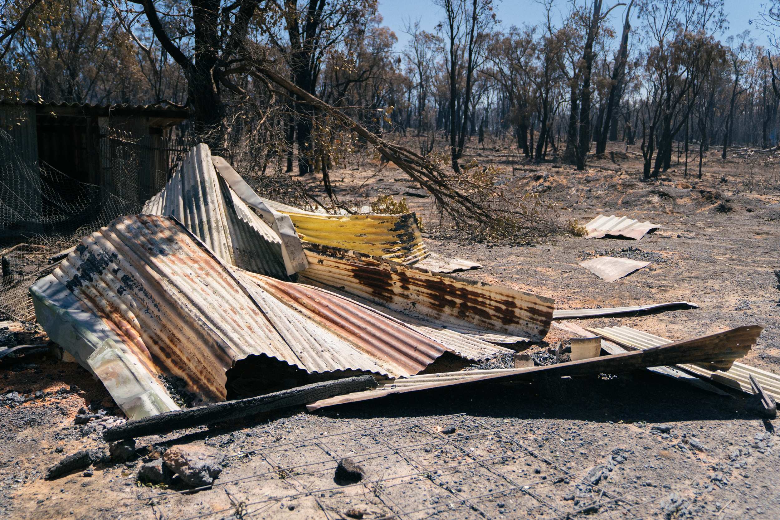 Homes devastated on the eastern flank of the fire, near Gidgegannup ...