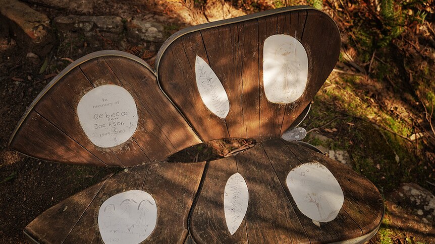 A memorial chair in the shape of a butterfly