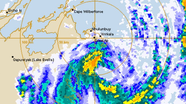 BoM radar shows Cyclone Nathan reaching the NT coast