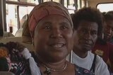 Papua New Guinea women inside a bus.