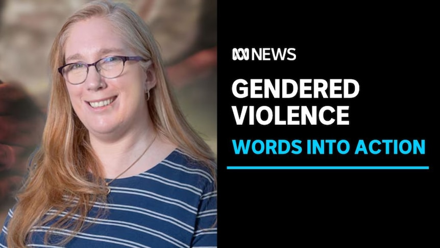 Gendered Violence, Words Into Action: A woman with long blonde hair and glasses.