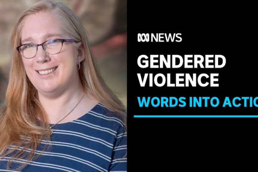 Gendered Violence, Words Into Action: A woman with long blonde hair and glasses.