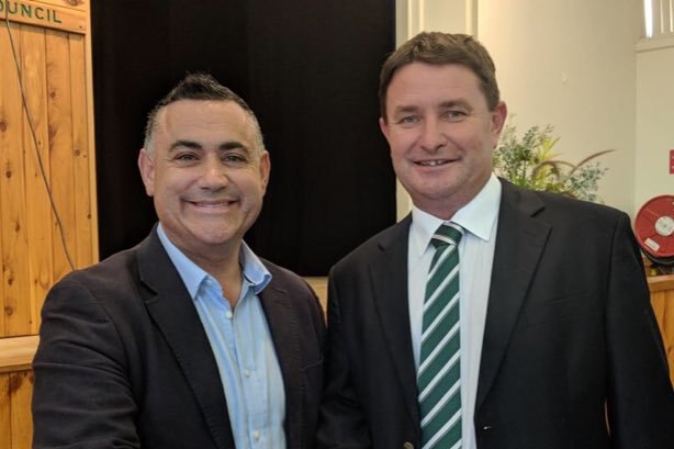 Deputy Premier John Barilaro and Nationals candidate for Barwon, Andrew Schier