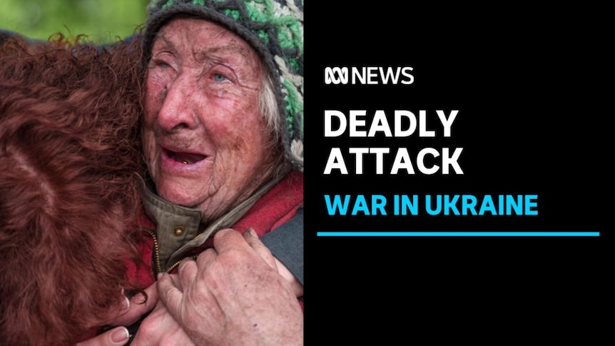 Deadly Attack, War in Ukraine: An elderly woman dressed in heavy winter clothing with tears in her eyes
