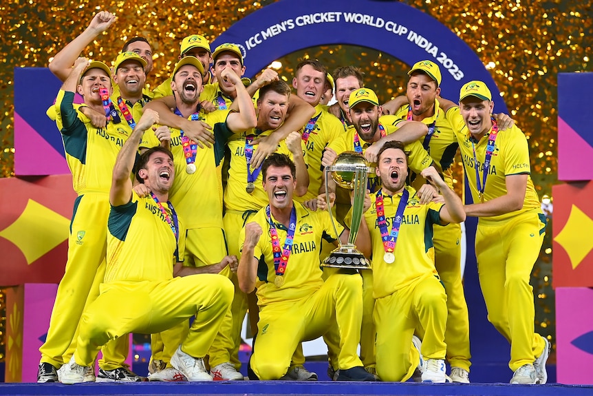 Australia's cricket team celebrate