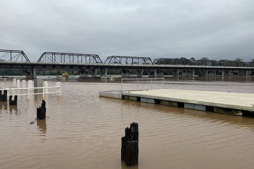 The swollen Shoalhaven River on Tuesday morning. 