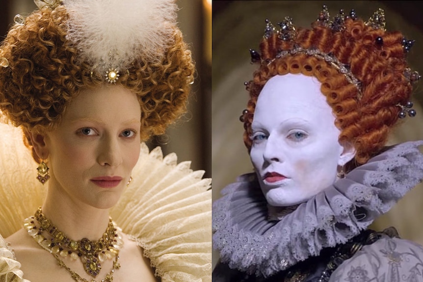 Cate Blanchett and Margot Robbie as Queen Elizabeth I.
