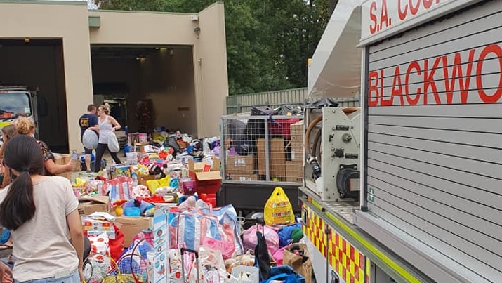 Donations to Cudlee Creek bushfire victims at Blackwood in the Adelaide Hills.