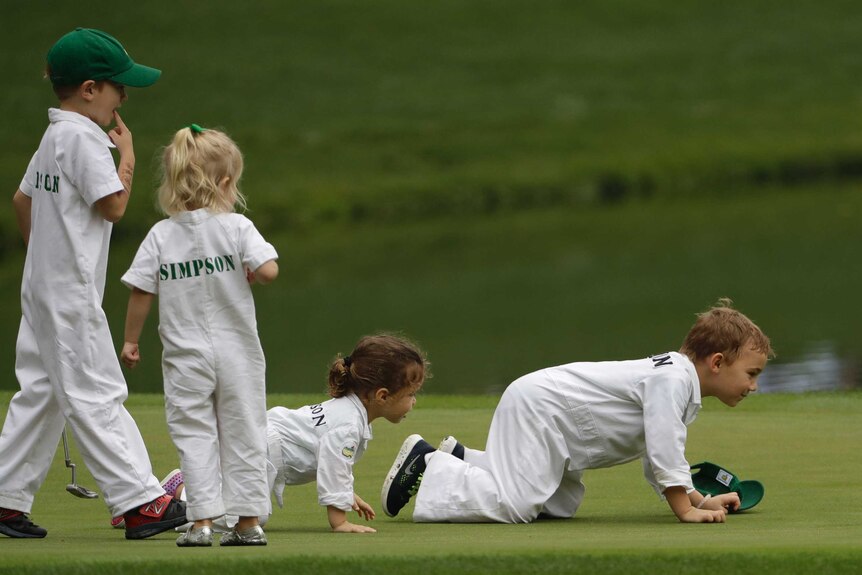 Bubba Watson's and Webb Simpson's kids muck around on the Augusta green