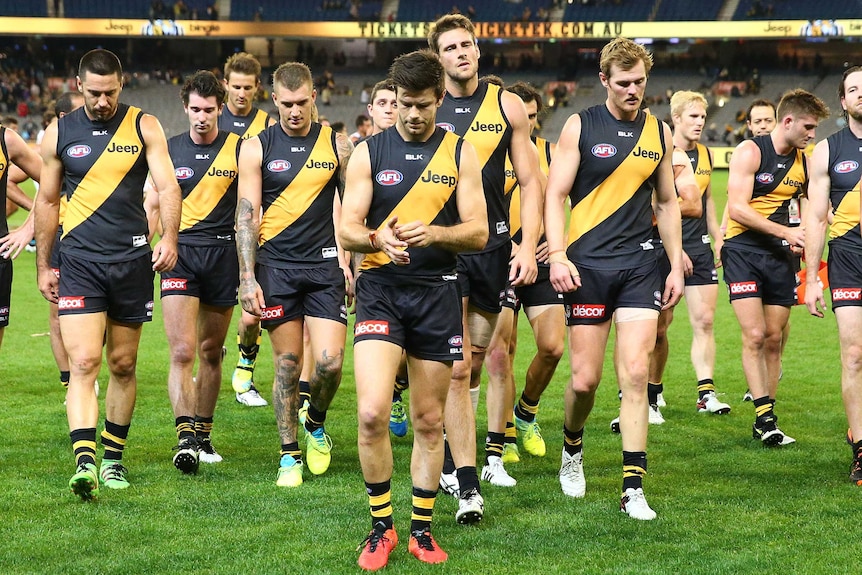 Richmond players leave the MCG