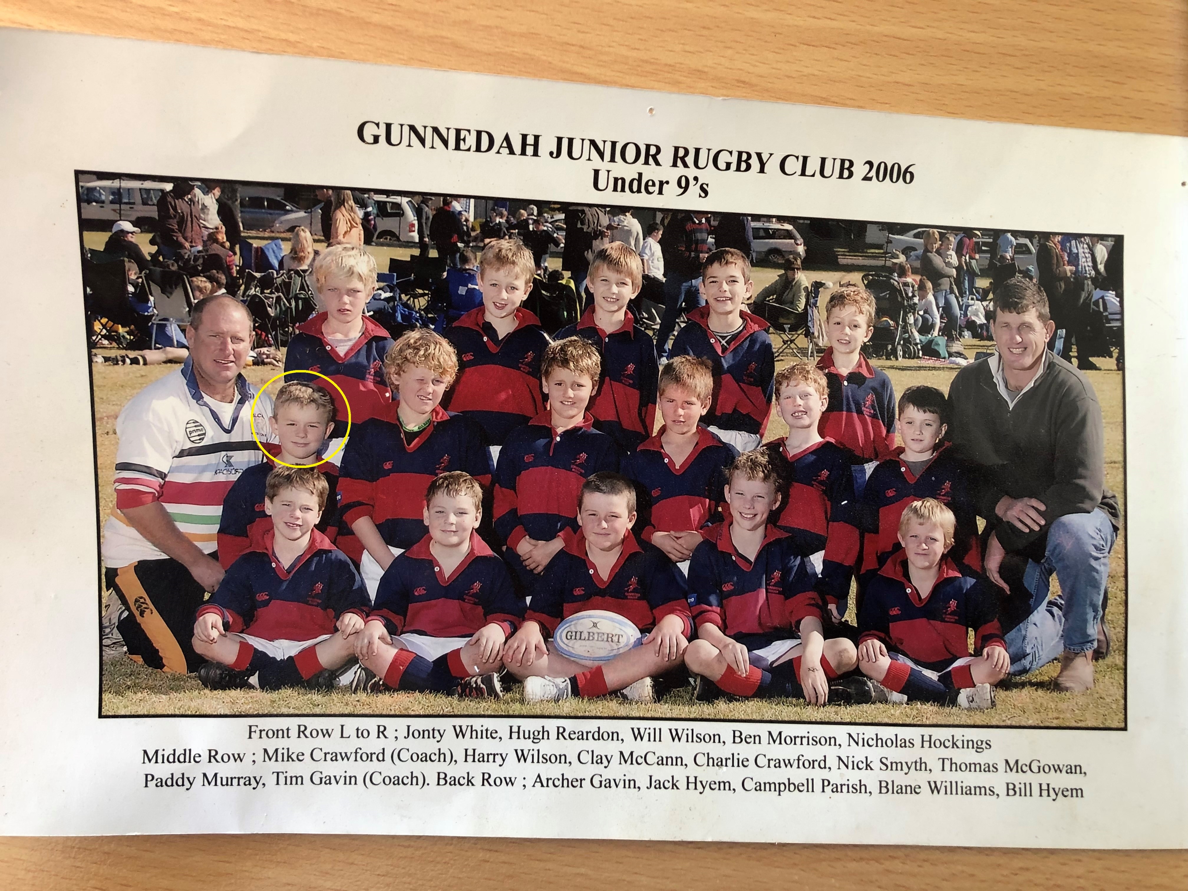 A team photo from the Gunnedah Junior Rugby Club in 2006