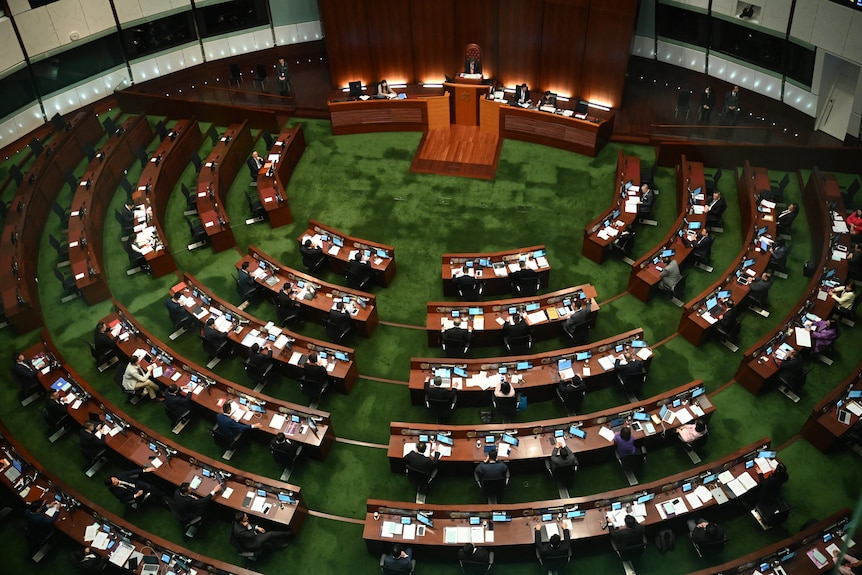 A view of the legislative council in Hong Kong.