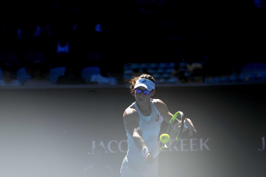 Samantha Stosur against Monica Puig on day one of the Australian Open.