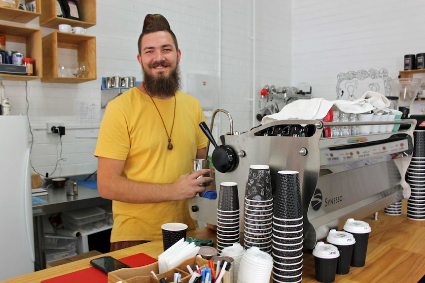 Barista Todd Lambourn has opened a cafe in Morwell in the last 12 months.