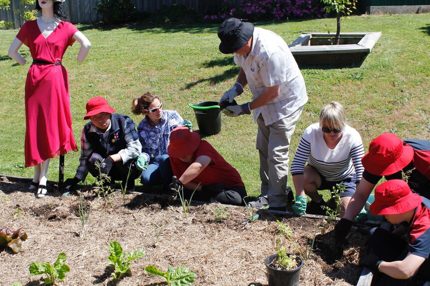 Students from the Northern Support school busy in the garden
