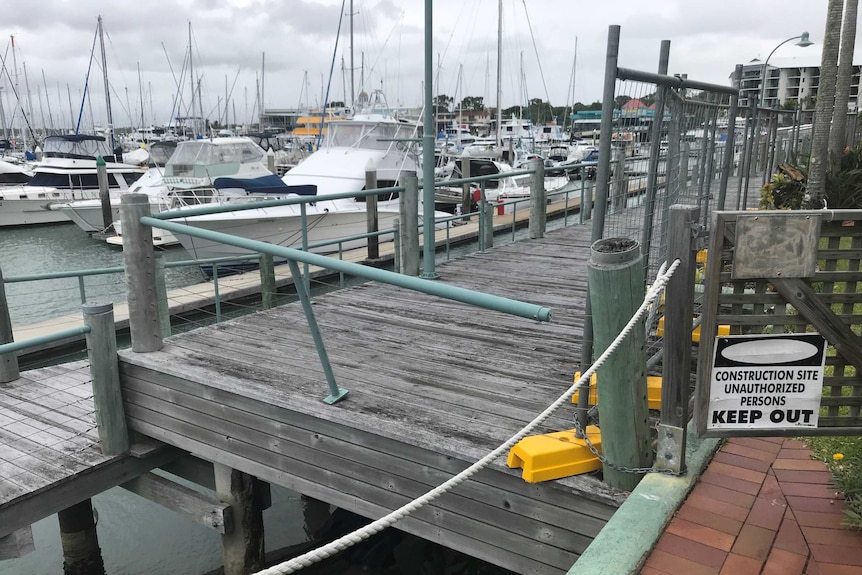 Great Sandy Straits Marina boardwalk in Hervey Bay is closed for repairs.