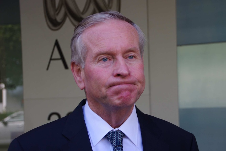 WA Premier Colin Barnett comments outside the ABC Studios in East Perth.