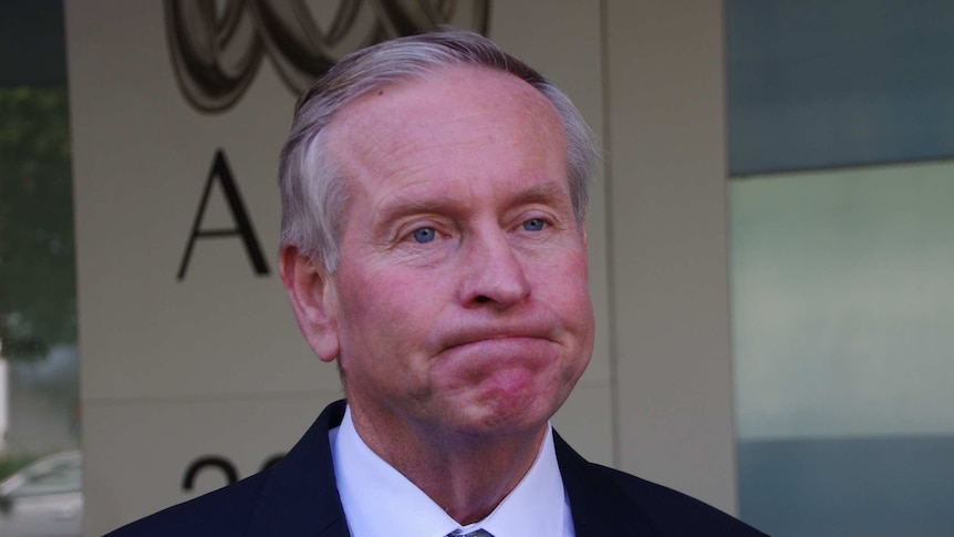 WA Premier Colin Barnett comments outside the ABC Studios in East Perth.