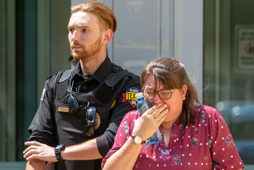 Texas woman crying after school shooting