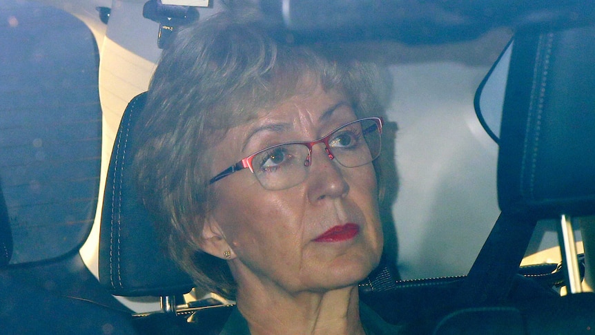 Leader of the UK's House of Commons Andrea Leadsom leaves Westminster.