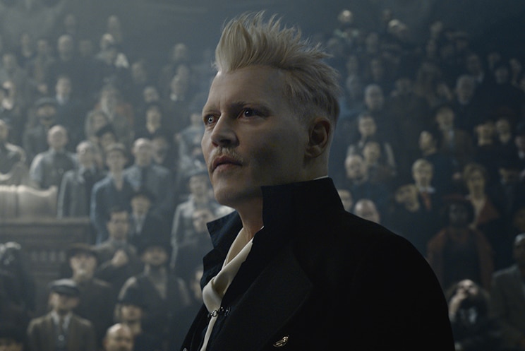 Colour still of Johnny Depp as Gellert Grindelwald in 2018 film Fantastic Beasts: The Crimes of Grindelwald.