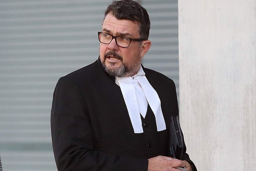Lawyer Simon Lewis outside court in Brisbane