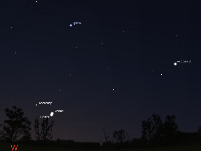 Jupiter and Venus on the western horizon on August 28