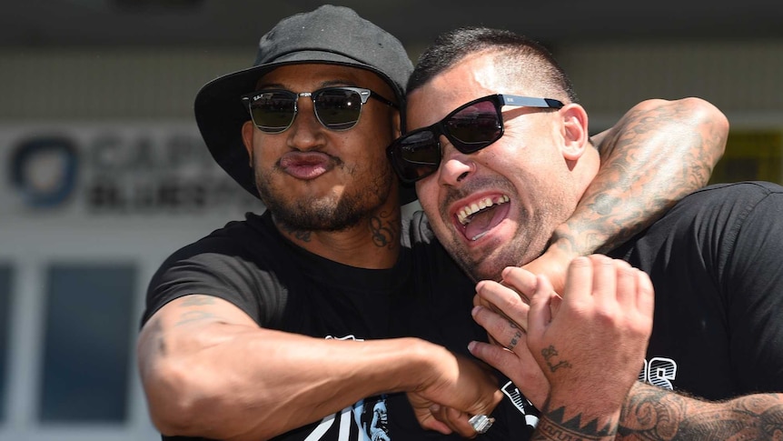 Andrew Fifita and Ben Barba celebrating grand final win