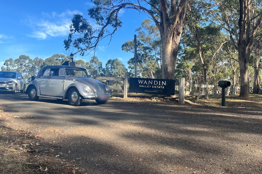 a car parked outside a winery