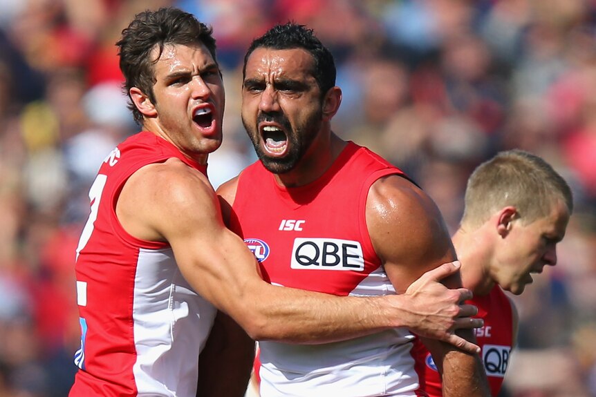 Sydney's Adam Goodes kicked three goals for the Swans in their finals win over Adelaide.