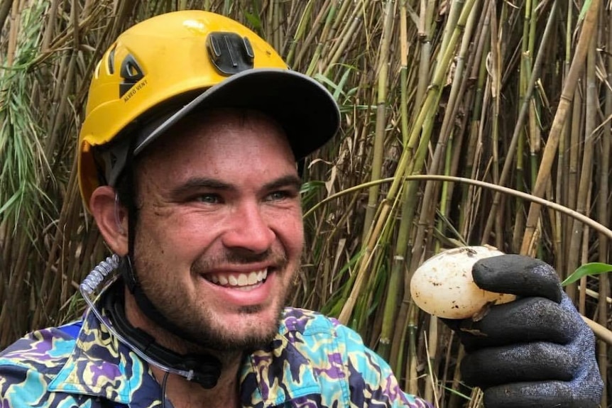 Chris 'Willow' Wilson, holding an egg, loved spending time looking for adventures in the NT