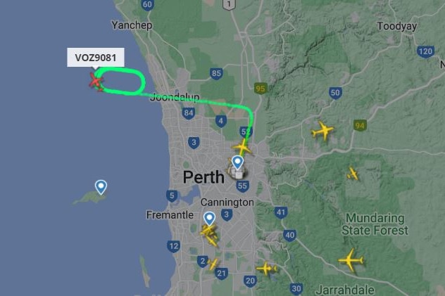 A flightradar screenshot of a circling plane