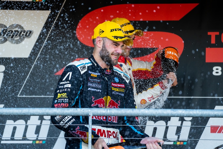 Shane van Gisbergen sprays champagne