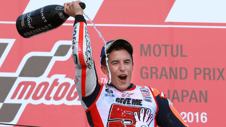 Marc Marquez after clinching the MotoGP world title in Japan