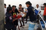 Thai rescuers evacuate injured tourist in Pattaya, Thailand