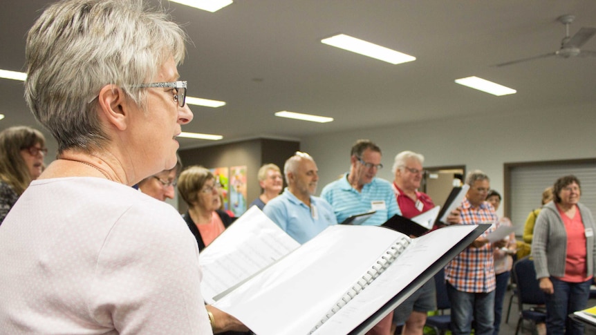 The Latrobe Valley community choir practicing for their show.