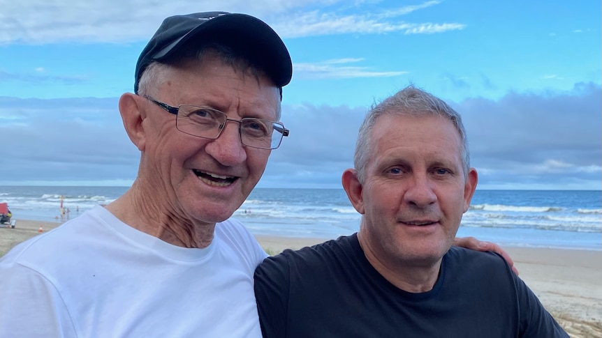 Sunshine Coast man Greg Smith with his father and fellow prostate cancer survivor Keith Smith.