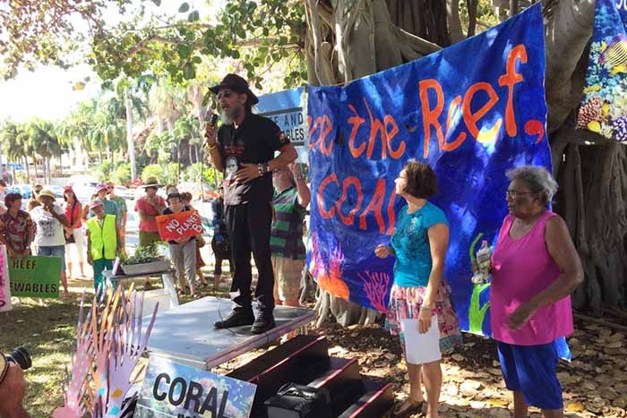 Protesters accused Ms Palaszczuk of selling her soul to big coal.