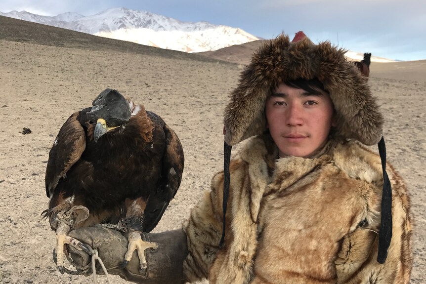 Bakhbergen is being trained to be an eagle hunter