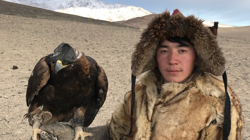 Bakhbergen is being trained to be an eagle hunter