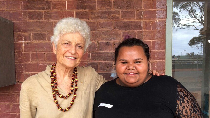 Dr Fiona Stanely and young Kalgoorlie leader, Rebecca Stokes.