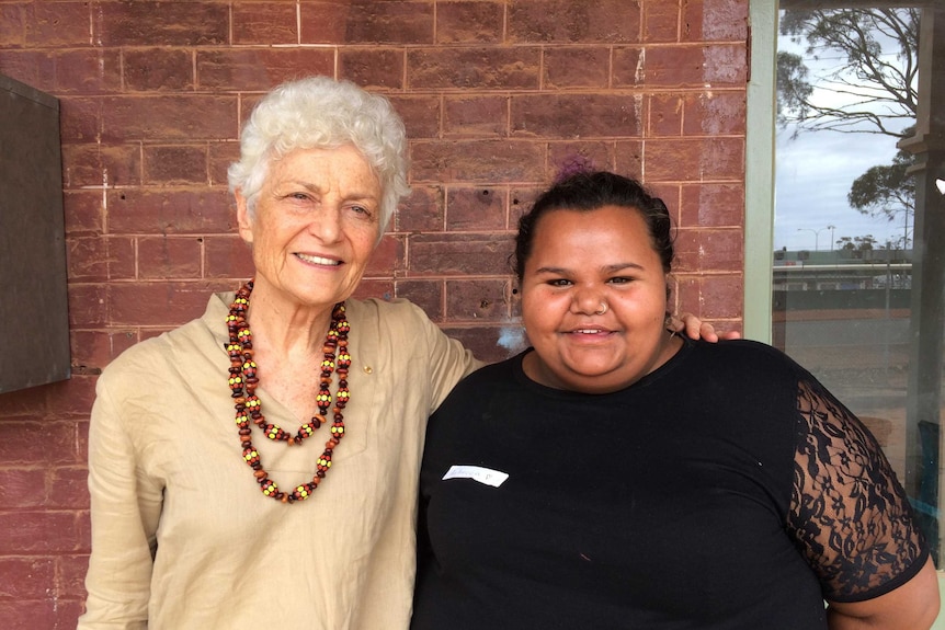 Dr Fiona Stanely and young Kalgoorlie leader, Rebecca Stokes.