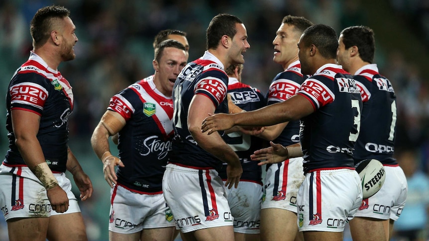 Roosters celebrate Cordner try
