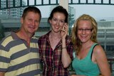LtoR: ABC Radio News journalists Murray Cornish, Siobhan Barry and Penny Timms in Townsville to report on Cyclone Yasi.