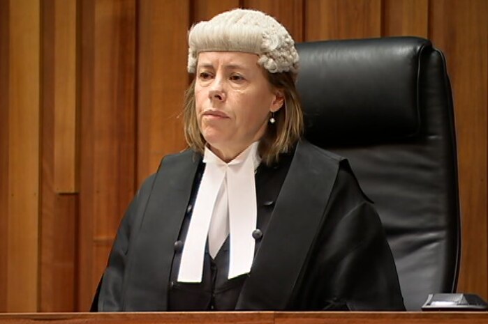 Justice Helen Wood at the bench in the Supreme Court