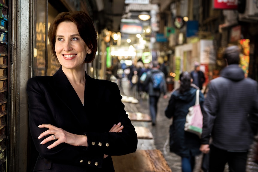 Virginia Trioli in one of Melbourne's colourful laneways.