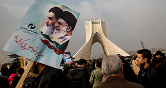 Iranians celebrate the anniversary of the 1979 Islamic Revolution in Tehran, Iran.