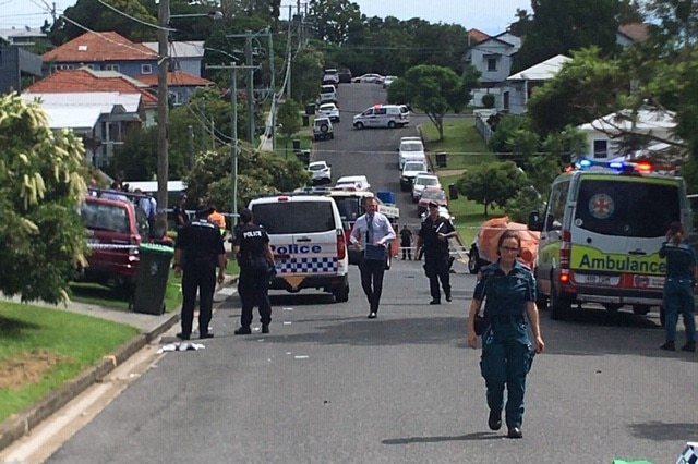 Authorities on the Camp Hill street where the car was allegedly set alight.