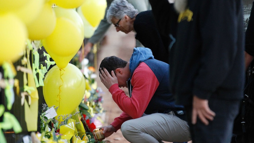 Fiance Aaron Leeson-Woolley at the Leeton memorial for Stephanie Scott