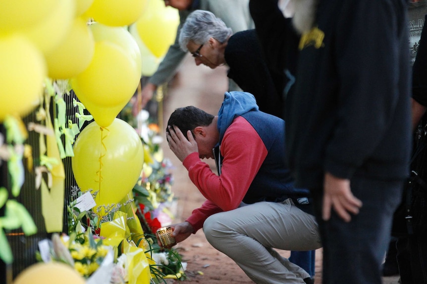 Fiance Aaron Leeson-Woolley at the Leeton memorial for Stephanie Scott